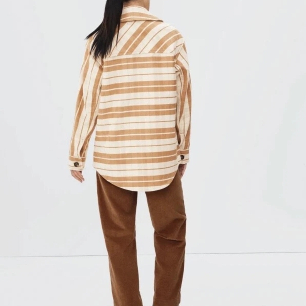 Everlane Beige and Brown Striped Shirt - Picture 3 of 10